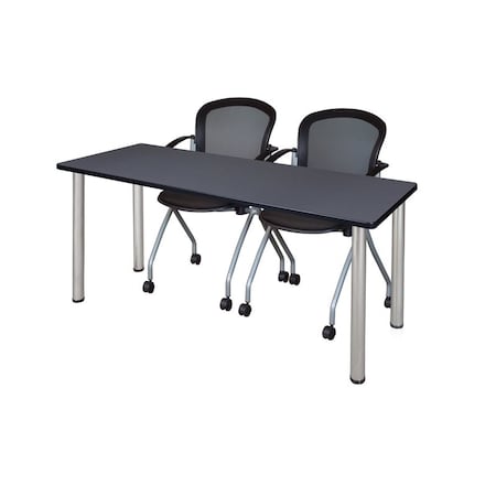 Rectangle Tables > Training Tables > Kee Table & Chair Sets, 60 W, 24 L, 29 H, Grey