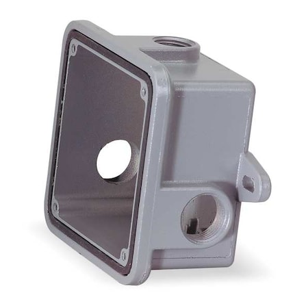 Gasketed Weatherproof Back Box, 4.53 in W, 4.53 in H, 2.43 in Depth, Cast Aluminum, Gray