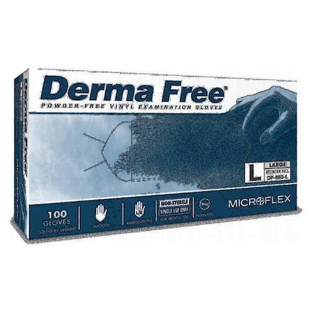 DF-850, Disposable Gloves, 3.00 to 3.99 mil Palm, Vinyl, Powder-Free, L (9), 100 PK, Clear