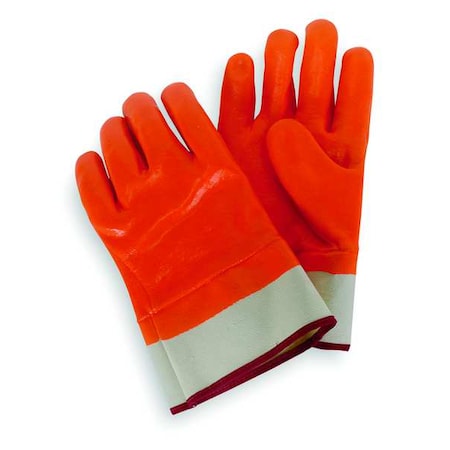 Hi-Vis Cold Protection Gloves, PVC Palm, Foam/Jersey Lining, High-Visibility Orange, L ( 9 )