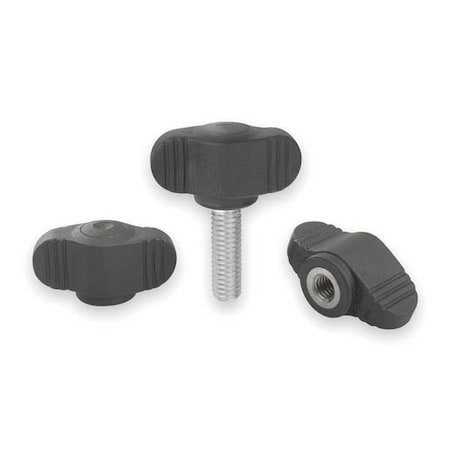 Wing Grip, Mini, D=M05X15 A=28, H=15, Form: L, Plastic Black, Comp: Steel, Blue-Passivated