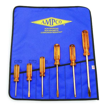 Nonspark Screwdriver Set,Slotted/Phllps,6 pcs
