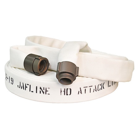 Fire Hose, Double Jacket, 50 ft Length, 1 1/2 in Hose Inside Dia., EPDM Hose Tube, MNH Fitting A