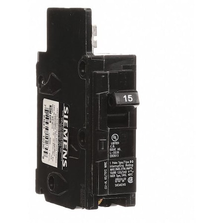 Miniature Circuit Breaker, BQ Series, 15A, 1 Pole, 120V AC, 10kA at 120V AC
