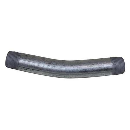 Conduit Fitting 22.5 Deg Elbow, 1-1/4 in, Threaded, Steel, Galvanized, Silver