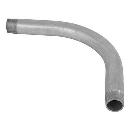 Conduit Fitting 90 Deg Elbow, 3/4 in, Threaded, Steel, Galvanized, Silver