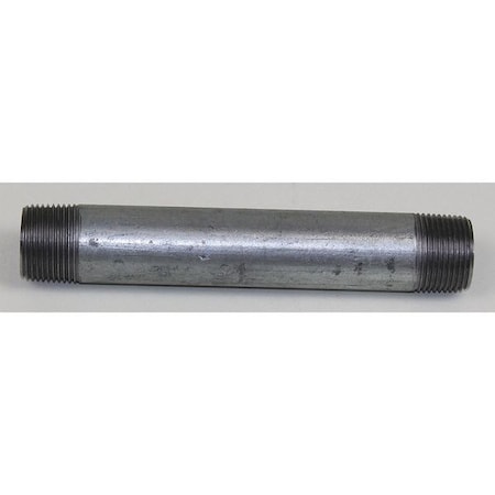 Conduit Fitting Nipple, 1/2 in, Threaded, Steel, Galvanized, Silver