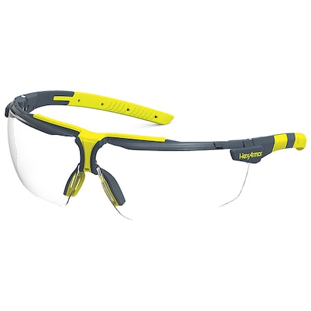 VS300, Safety Glasses, Anti-Fog & Anti-Scratch, Clear Lens, Charcoal/Hi-Visibility Yellow Frame
