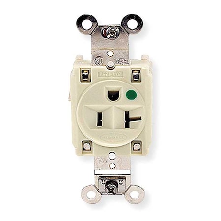 Straight Blade Receptacle, 5-20R, 20 A, 125V AC, 2 Pole, 3 Wire, Flush Mount, Grounded