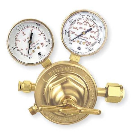 Gas Regulator, Argon, Helium, Nitrogen, Single Stage, 0.965"-14 Inlet, 5/8"-18 Outlet, 5 to 125 psi