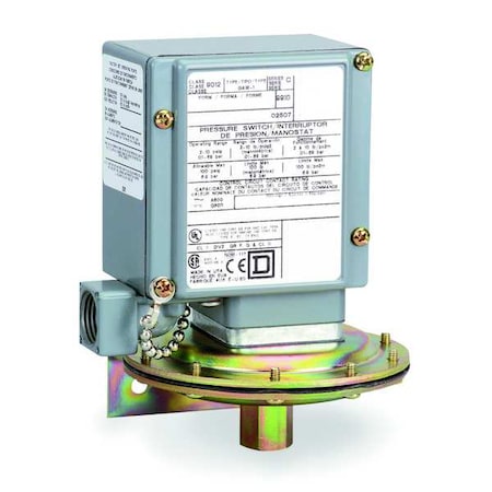 Pressure Switch, Standard, SPDT, 1 Ports, 1/4-18" FNPT, 20 to 675 psi Range, Aluminum