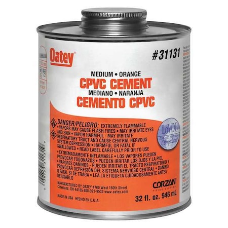 CPVC Cement,32 oz.,Orange
