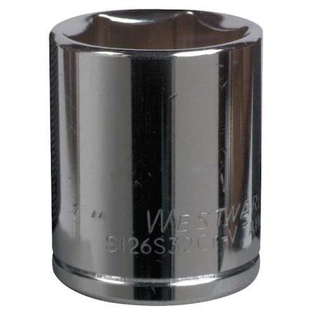 WESTWARD 1/2 in Drive, 11/16" SAE Socket, 6 Points,  Steel, Chrome, 11/16 in