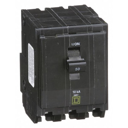Miniature Circuit Breaker, QO Series, 50A, 3 Pole, 120/240V AC, 10kA at 120/240V AC