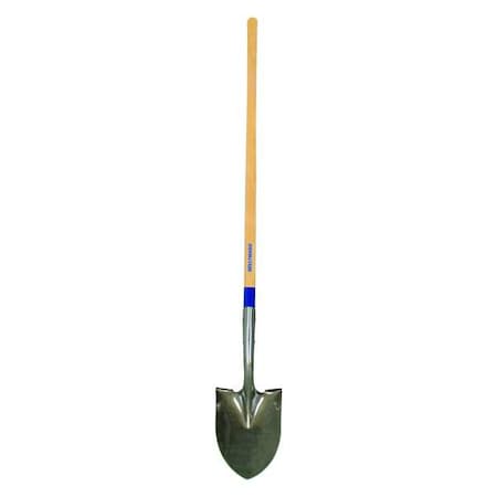 Round Point Shovel, 14 ga Not Applicable Blade, Steel Blade, Standard Step, 48 in L Natural