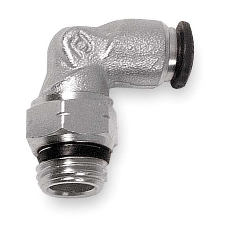 Push-Fit Elbow Fitting, Push-to-Connect x Universal, 8mm Tube OD, 1/8 in Pipe Size, Metal, 5 PK