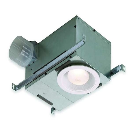 Ceiling Recessed Fan, 70 cfm cfm, 4 in Duct Dia., 120V AC, With Light