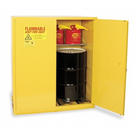 Hazardous Material Storage Cabinet, 110 gal, 1 Shelves, Steel, 59 in W x 65 in H x 34 in D, Yellow