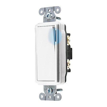 Illminatd Wall Swtch, 1-Pole, 20A, Wht, 120V
