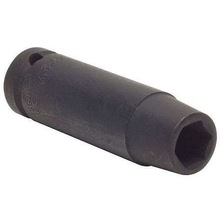 WESTWARD 1/2 in Drive Impact Socket Deep Socket, Black Oxide,11 mm
