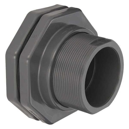 Bulkhead Tank Fitting, 4", PVC/EPDM, Socket x Socket