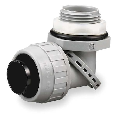 Conduit Fitting Connector, 1/2 in, Threaded, Nylon, Painted, Gray