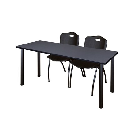 Rectangle Tables > Training Tables > Kee Table & Chair Sets, 72 W, 24 L, 29 H, Grey