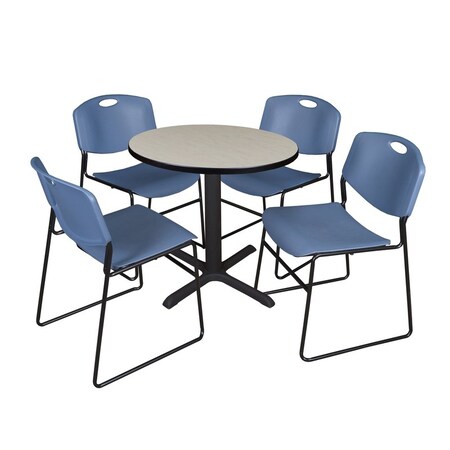 Cain Round Table & Chair Set, Wood, Metal, Polypropylene Top