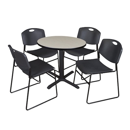 Cain Round Table & Chair Set, Wood, Metal, Polypropylene Top