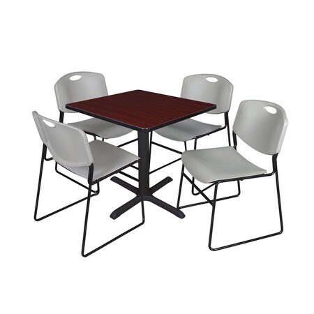 Cain Square Table & Chair Set, Wood, Metal, Polypropylene Top
