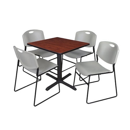 Cain Square Table & Chair Set, Wood, Metal, Polypropylene Top