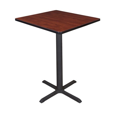 Cain Cafe Tables, 30 W, 30 L, 42 H, Wood, Metal Top, Cherry