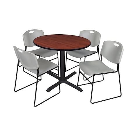 Cain Round Table & Chair Set, Wood, Metal, Polypropylene Top