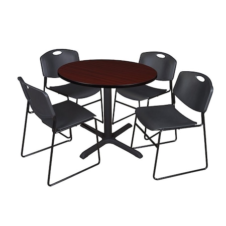 Cain Round Table & Chair Set, Wood, Metal, Polypropylene Top