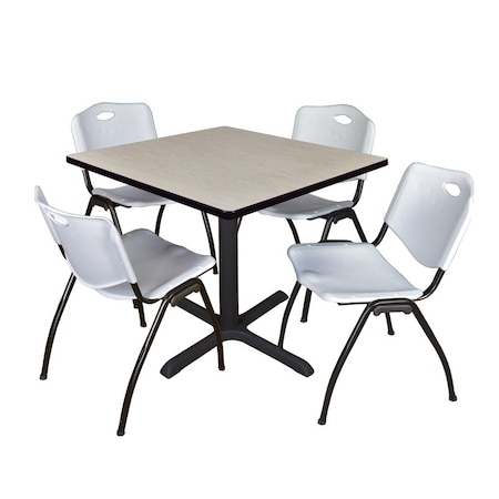 Cain Square Table & Chair Set, Wood, Metal, Plastic Top, Maple