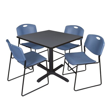 Cain Square Table & Chair Set, Wood, Metal, Polypropylene Top