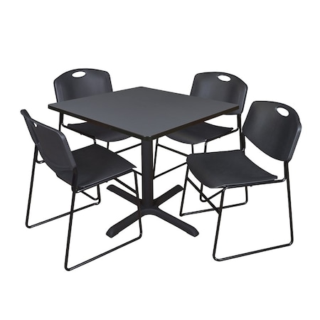 Cain Square Table & Chair Set, Wood, Metal, Polypropylene Top