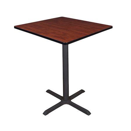Cain Cafe Tables, 36 W, 36 L, 42 H, Wood, Metal Top, Cherry