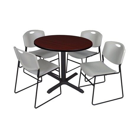 Cain Round Table & Chair Set, Wood, Metal, Polypropylene Top