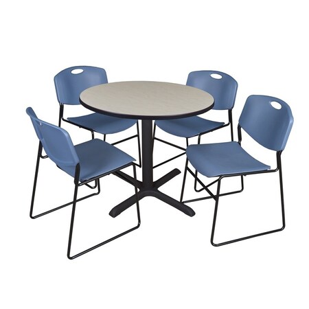 Cain Round Table & Chair Set, Wood, Metal, Polypropylene Top