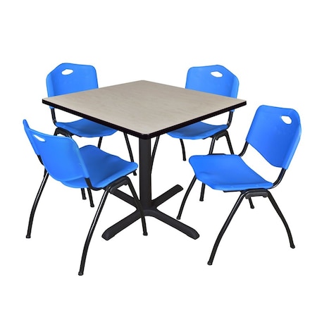 Cain Square Table & Chair Set, Wood, Metal, Plastic Top, Maple