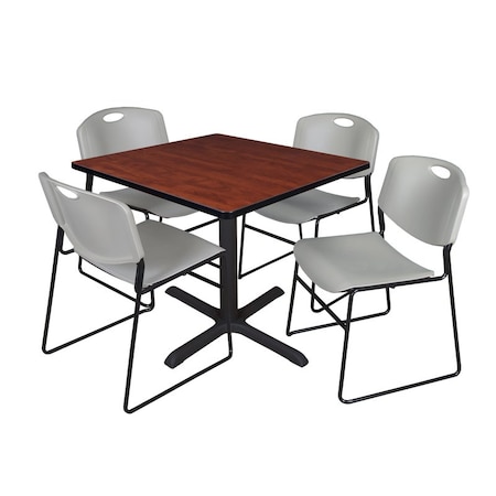 Cain Square Table & Chair Set, Wood, Metal, Polypropylene Top