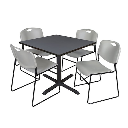 Cain Square Table & Chair Set, Wood, Metal, Polypropylene Top