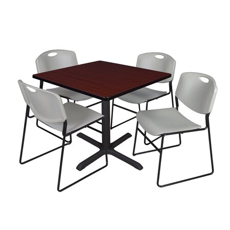 Cain Square Table & Chair Set, Wood, Metal, Polypropylene Top