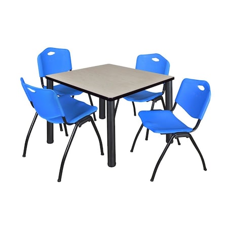 Kee Square Table & Chair Set, Wood, Metal, Plastic Top, Maple