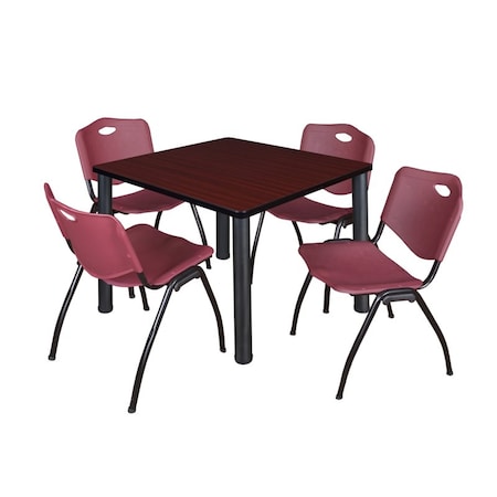Kee Square Table & Chair Set, 36 W, 36 L, 29 H, Wood, Metal, Plastic Top