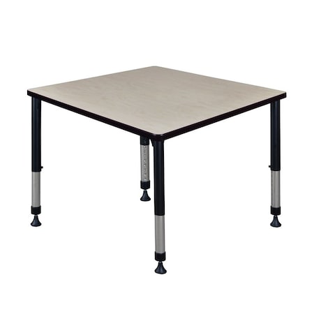 Square Square Classroom Tables, 36 W, 36 L, 23-34 H, Wood, Metal, Maple
