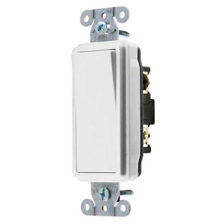 Wall Switch, 3-Way, 120/277V, 15A, Wht, Rockr