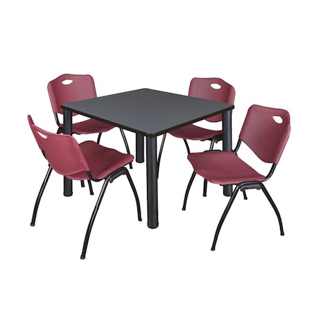 Kee Square Table & Chair Set, Wood, Metal, Plastic Top, Grey