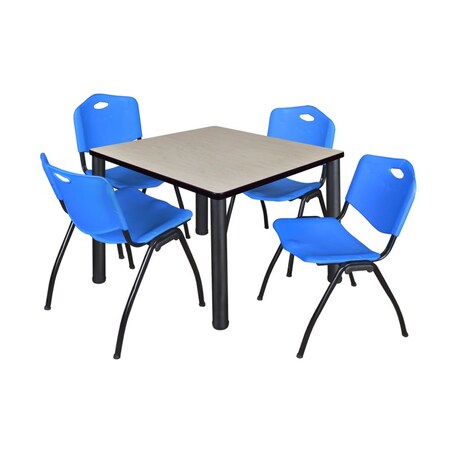 Kee Square Table & Chair Set, Wood, Metal, Plastic Top, Maple